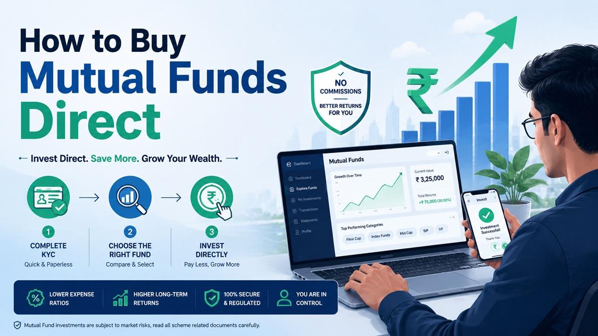 Beginner investor learning direct investment in mutual funds online in India